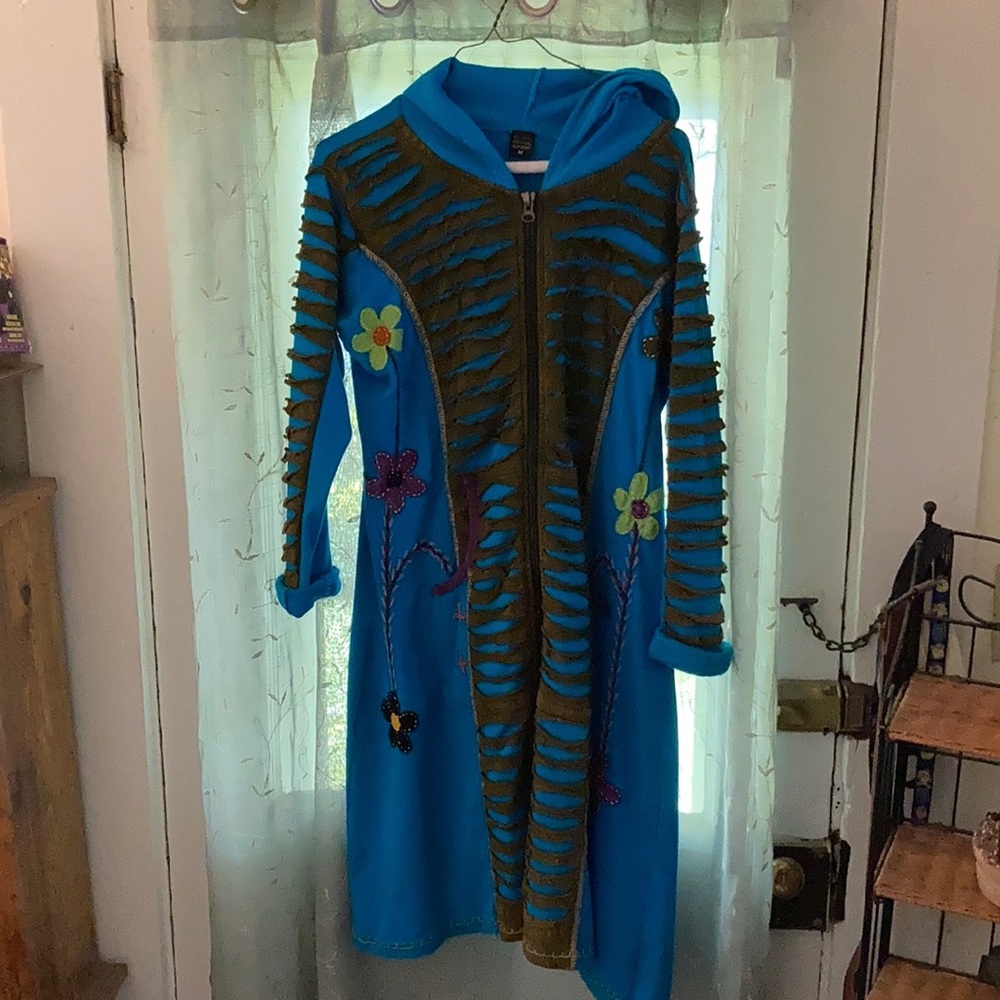 Teal jacket with hood